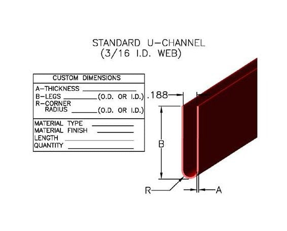 U-Channel & J-Channel Edgings & Trim 3/16" ID - Multi-Metal Options - Image 1