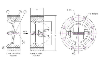 Sure Flow FE300SSL Retainerless Carbon Steel Lug Double Door Check Valve - Image 2