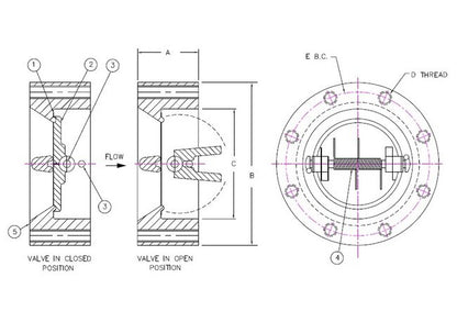 Sure Flow FE300L 6in Retainerless Double Door Carbon Steel Lug Check Valve - Image 2