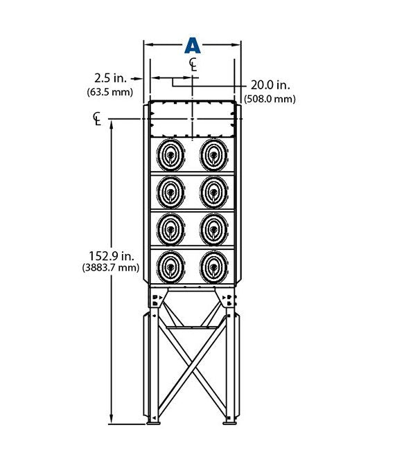 Donaldson® Torit® Downflo® Oval 128 Dust Collector - 325.0 in Dimension A - Image 2