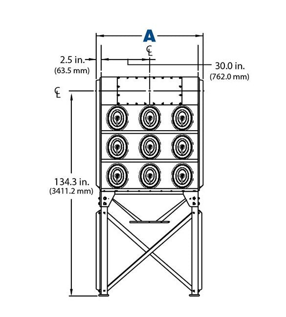 Downflo® Oval 18 Filters Dust Collector - 65.0 Inch Dimension - Image 3