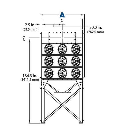 Downflo® Oval 18 Filters Dust Collector - 65.0 Inch Dimension - Image 3