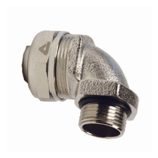 Compact Fittings ISO - Nickel Plated Brass 90° Connector, 1/2 in, M20 Thread - Image 1