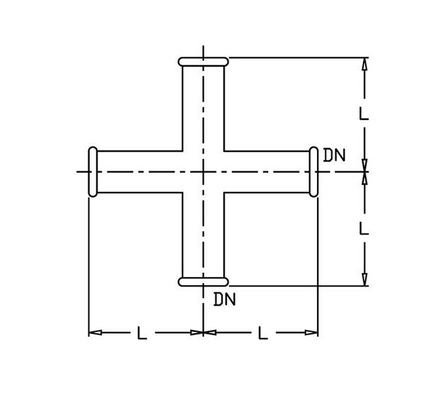 Beaded Cross Fitting - 6-inch, 9-inch Length - Image 1