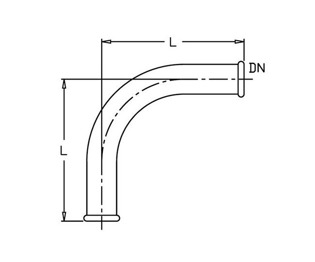 90 Degree Beaded Sweep Elbow Fitting - 1/2 inch, 5 inch Length - Image 1