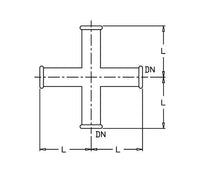 Beaded Cross Fitting - 1 inch, DN, 200Â°F