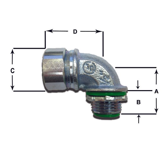 1" 90 Degree Zinc-Plated Steel Sealtite Fitting - Image 2