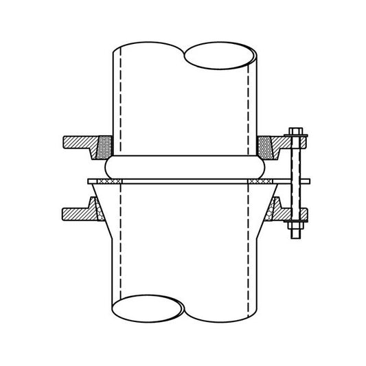 Conical Pipe Coupling Flange Set - 2 Inch Cast Iron QVF Beaded Process to 12 Degree Taper Pipe - Image 1