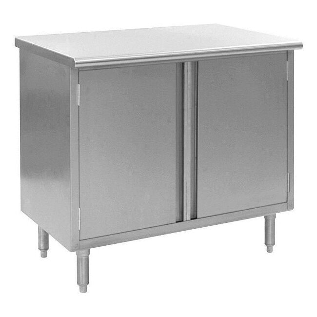60 Inch Flat Enclosed Stainless Steel Worktable with Hinged Doors - Image 1