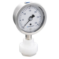 PVDF Mini Tuff Guard Isolator with Ashcroft 1008s Gauge, 1/4" Female NPT Inlet, 0-30" in-Hg Vac, Glycerin Filled Case