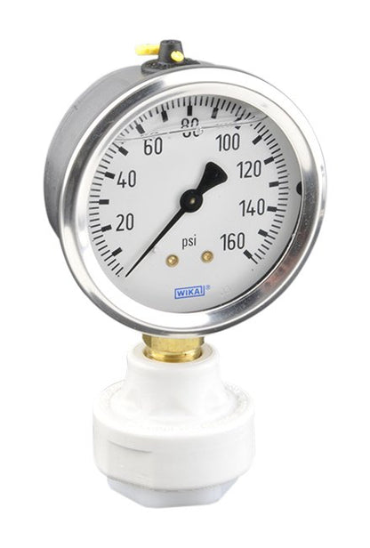 Polypro Mini Tuff Guard Isolator with Wika Gauge, 1/4" Inlet, 0-160 PSI - Image 1