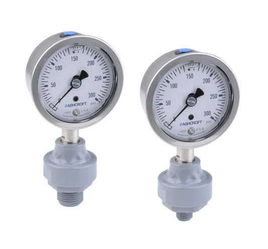 CPVC Mini Tuff Gauge Isolator with Ashcroft 1008s Gauge - Image 1