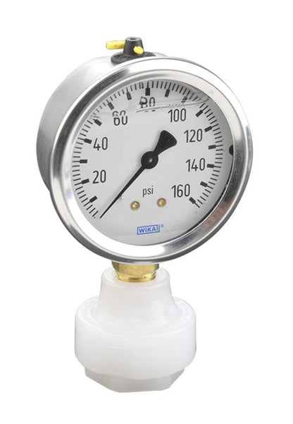PVDF Mini Tuff Guard Isolator with Wika Gauge, 1/4" Female NPT - Image 1