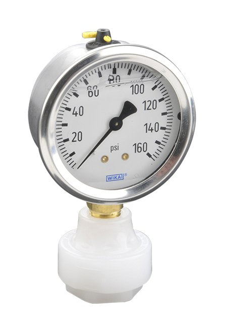 PVDF Mini Tuff Guard Isolator with Wika Gauge, 1/4" Female NPT - Image 1
