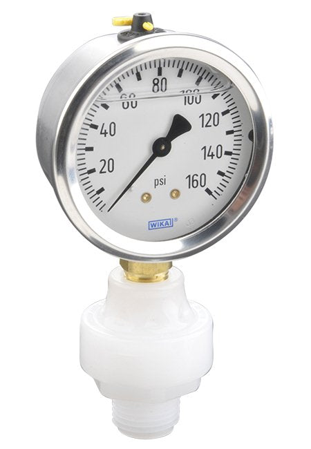 PVDF Mini Tuff Guard Isolator with 2.5" Wika Gauge, 1/2" Inlet, 0-100 PSI - Image 1