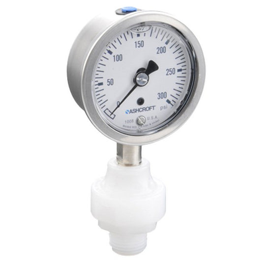 PVDF Mini Tuff Gauge Isolator with Ashcroft 1008s Gauge - Image 1