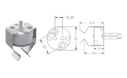 Bi-Pin Halogen Round Lampholders - G4 MR11, GX5.3, MR16, G6.35 with Clip - Image 2