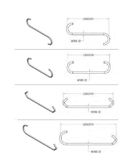 Hard Drawn Spring Wire Hooks - 10 Inch Length - Image 1