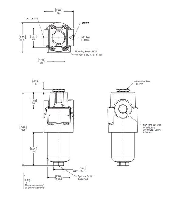 High Pressure In-Line Industrial Filter - DF Series, 6090 PSI - Image 2