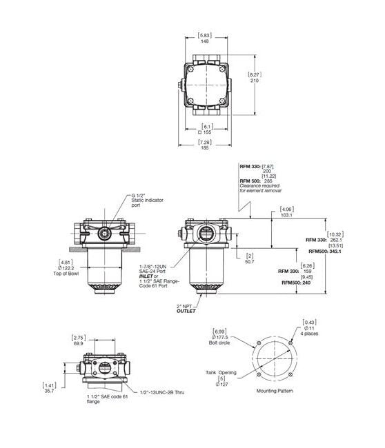 Hydraulic In-Tank Mobile Filter RFM Series 330 - 145 PSI - Image 2