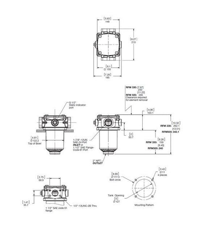 Hydraulic In-Tank Mobile Filter RFM Series 330 - 145 PSI - Image 2