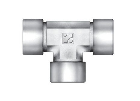 IFT Series 1/2 Inch Female Tee Fitting - NPT Threads, Stainless Steel - Image 1