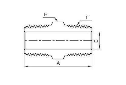 316 Stainless Steel IHN Series 3/8" Hex Nipple Fitting - Image 2