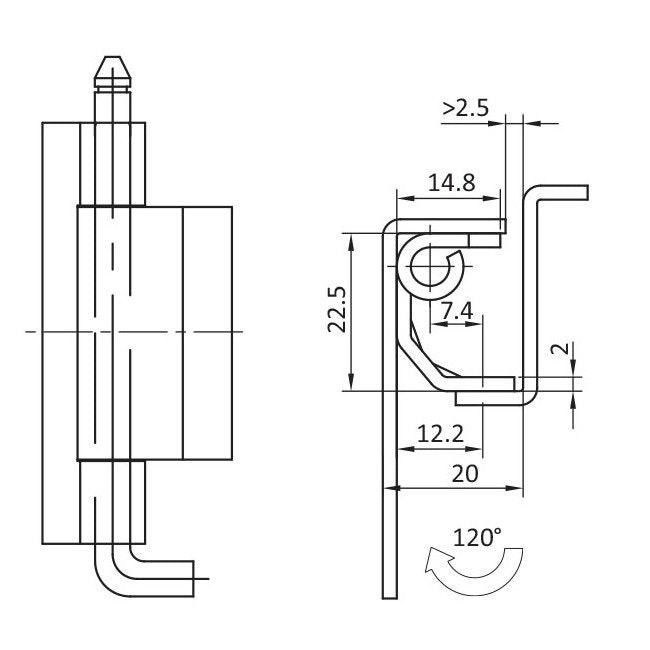 All Electronics Mild Steel Weld On Concealed Hinge | Lift Off | Zinc Plated - Image 2
