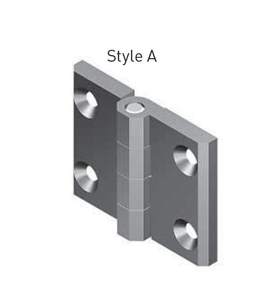 Black Powder Coated Screw-On Hinge with 4 M6 Countersunk Screw Holes - Style A - Image 1