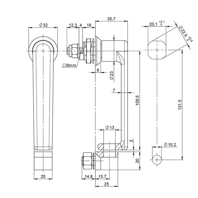 316 Stainless Steel L-Handle Quarter Turn Lock for Industrial Applications - Image 2