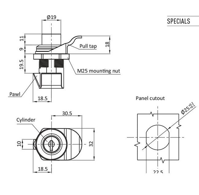 Key Locking Quarter Turn Lock with Perpendicular Latch - Image 2