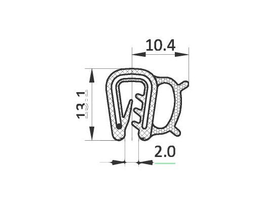 2.0mm Black Edge Sealing Profile with Wire Clamp - Set of 100m - Image 2