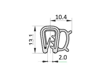 2.0mm Black Edge Sealing Profile with Wire Clamp - Set of 100m - Image 2