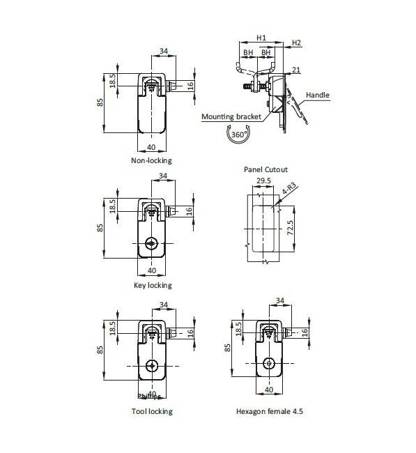 6mm Key Locking Compression Latch FH751 Black Powder Coated Handle - Image 2
