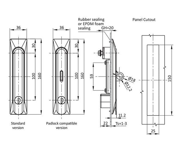 GH Die-Cast Housing Y Padlock Hasp Cam Control Profile Cylinder Swing Handle - 20mm - Image 2