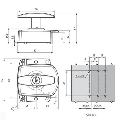 SS Keyed Different Cylinder HVAC Lock T Handle - Image 2