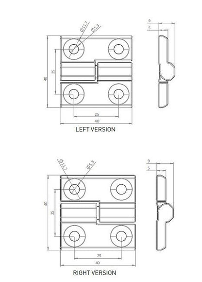 All Electronics Hardware Right Black Powder Coated Screw-On Hinge - Image 2