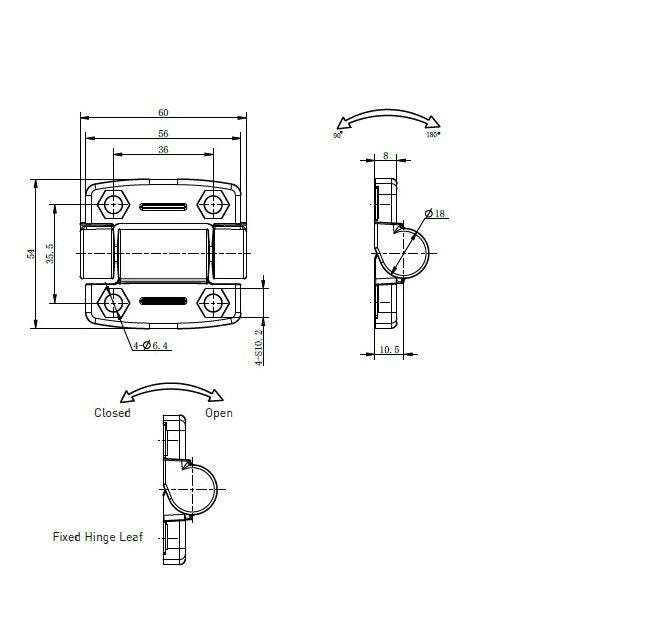 2.3 N.m Open/0.3 N.m Close Friction Hinge - Black Powder Coated - Image 2