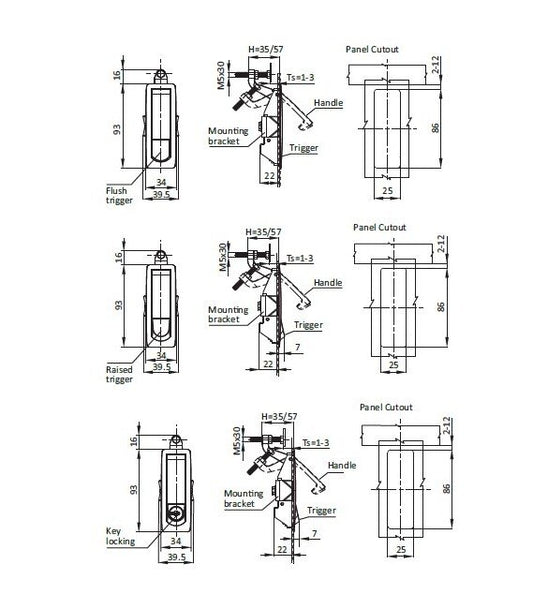 Die-Cast Zinc Chrome Plated Trigger Latch, 23-46mm Grip Range, Phillips Drive - Image 1