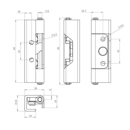 Stainless Steel Left Concealed Hinge - All Electronics Hardware - Image 2