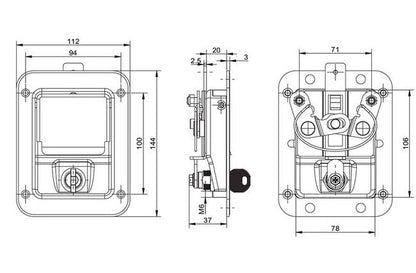 Heavy-Duty Three Point Push to Close Paddle Latch - Image 2