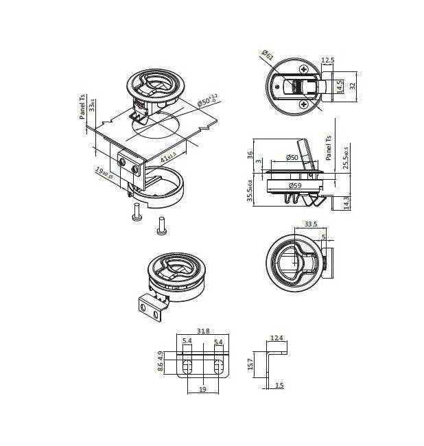 FH751 Key Locking Acetal Black Slam Latch - 17-22mm Panel Thickness - Image 2