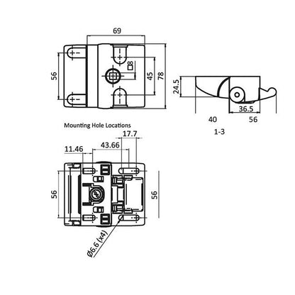 Aluminum Keyed Differently Slam Latch - Powder Coated - Image 2