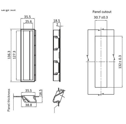 Large ABS Pocket Pull Handle, 1.5-2.5mm Thickness - Image 2