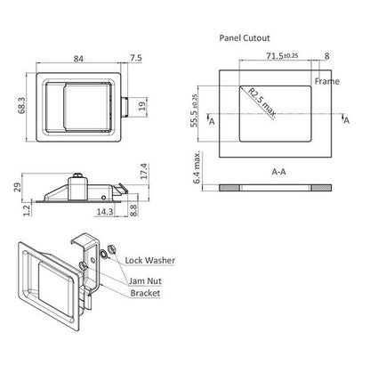 Heavy-Duty Push to Close Paddle Latch - Mild Steel, Black Powder Coated - Image 2