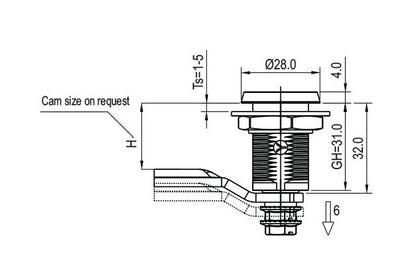 All Electronics Hardware 7mm Square Cylinder Left Large Compression Latch - Image 2