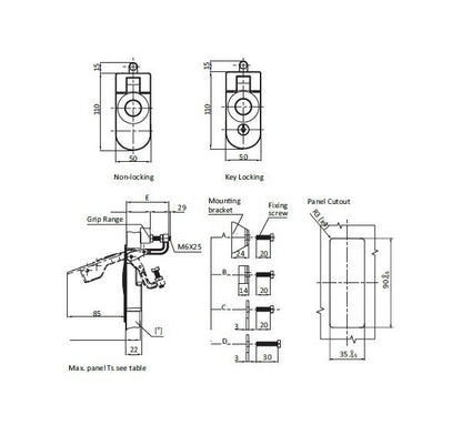 11mm Non-Locking Handle Compression Latch with B Mounting Bracket - Image 2