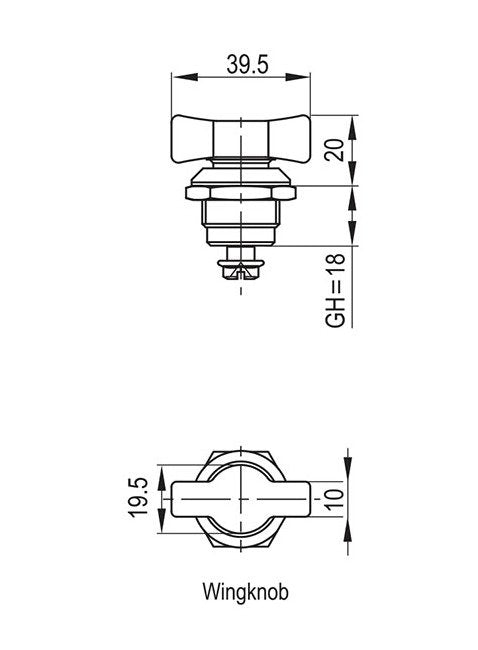 Black Powder Coated Wing Knob Quarter Turn Lock - Die-Cast Zinc - Image 2
