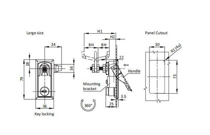 16mm Non-Locking Black Handle Compression Latch - Image 2