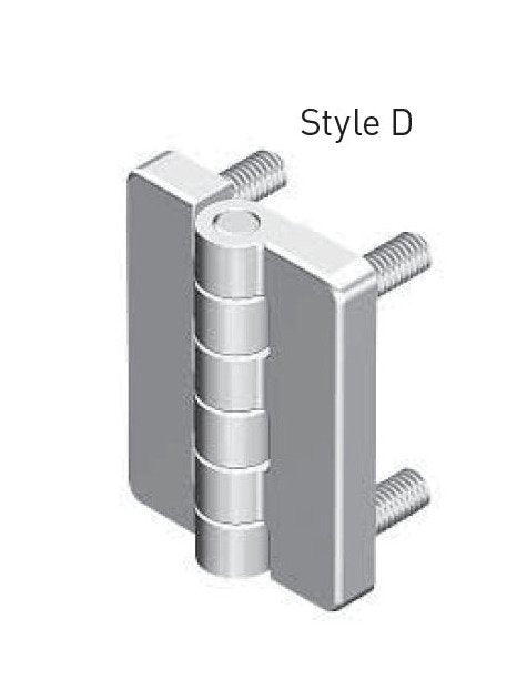 Chrome Plated Screw-On Hinge with 4 M6 Threaded Studs - Style D - Image 1